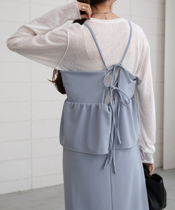 【S・Mサイズ展開】イージージョーゼットペプラムキャミワンピース