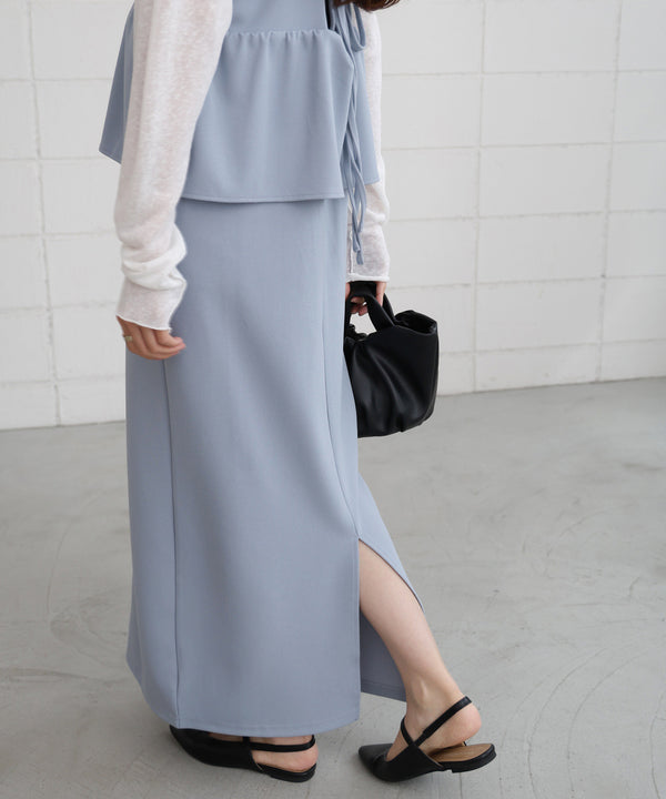 【S・Mサイズ展開】イージージョーゼットペプラムキャミワンピース