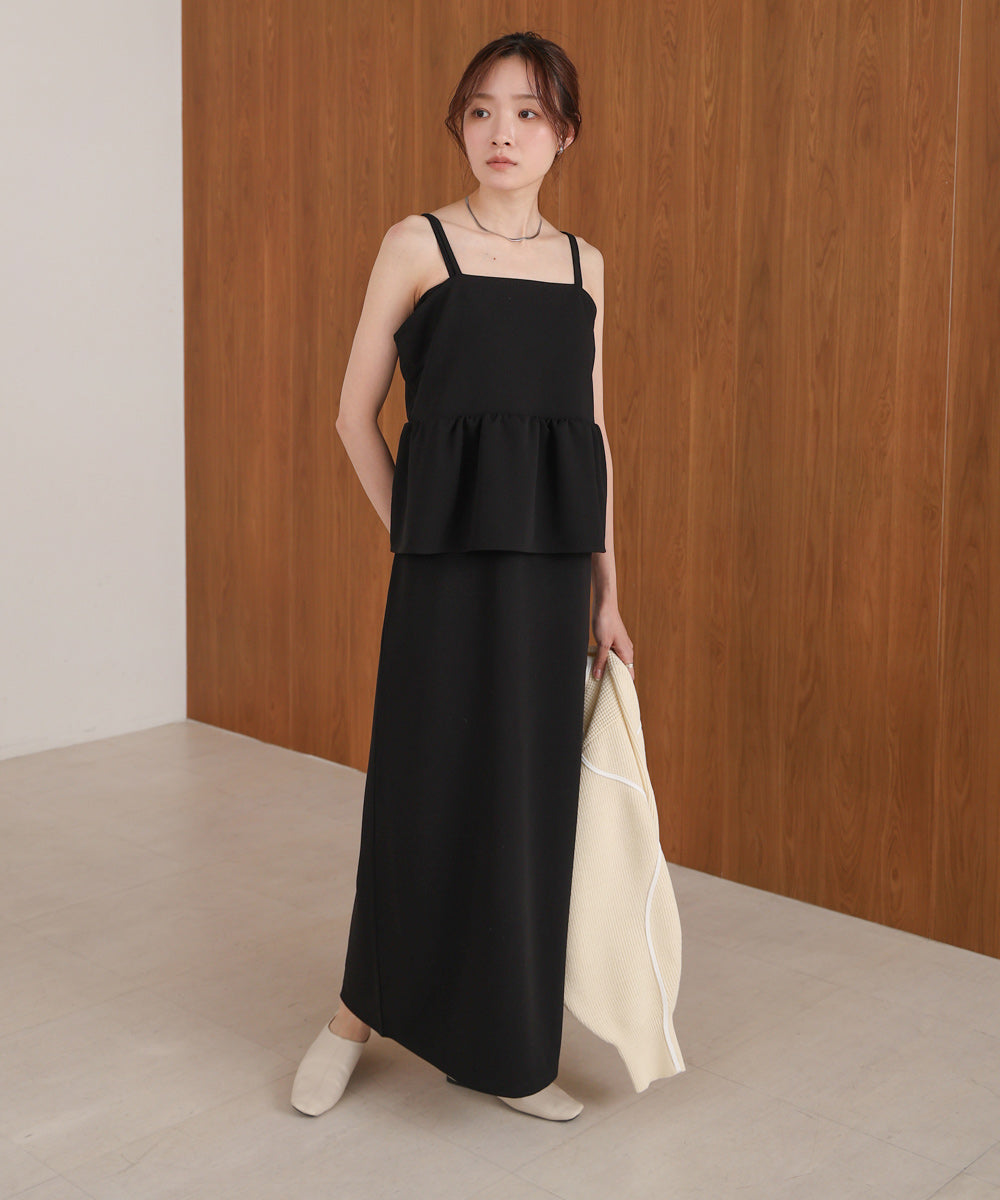 【S・Mサイズ展開】イージージョーゼットペプラムキャミワンピース