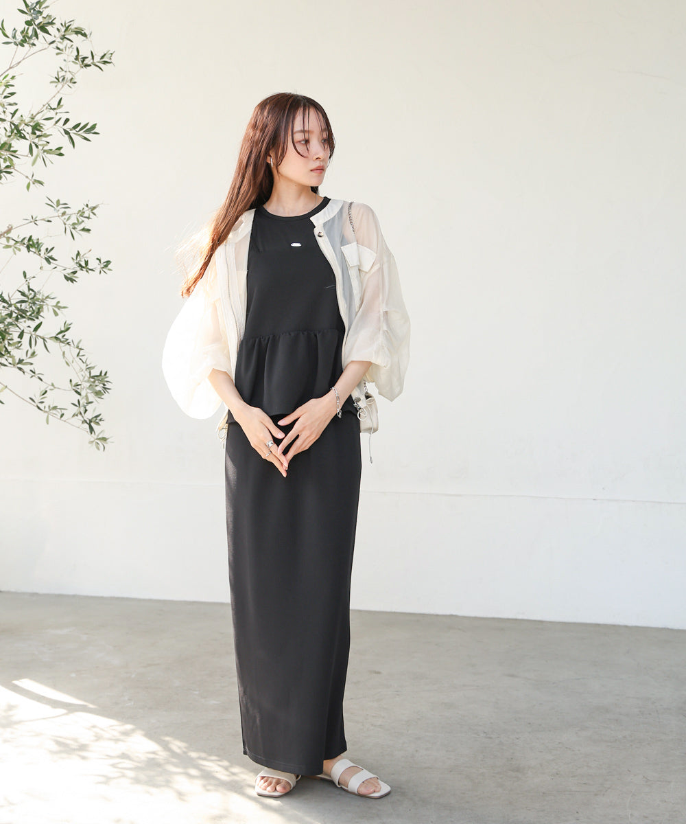 【S・Mサイズ展開】イージージョーゼットペプラムキャミワンピース