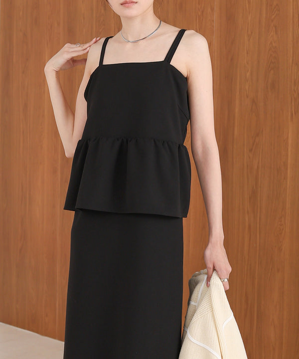 【S・Mサイズ展開】イージージョーゼットペプラムキャミワンピース