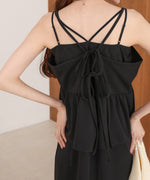 【S・Mサイズ展開】イージージョーゼットペプラムキャミワンピース