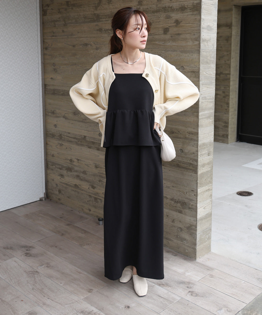 【S・Mサイズ展開】イージージョーゼットペプラムキャミワンピース