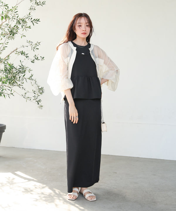 【S・Mサイズ展開】イージージョーゼットペプラムキャミワンピース