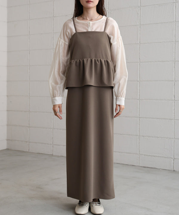 【S・Mサイズ展開】イージージョーゼットペプラムキャミワンピース