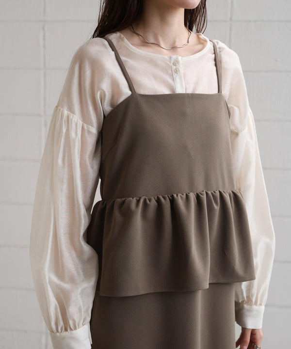 【S・Mサイズ展開】イージージョーゼットペプラムキャミワンピース