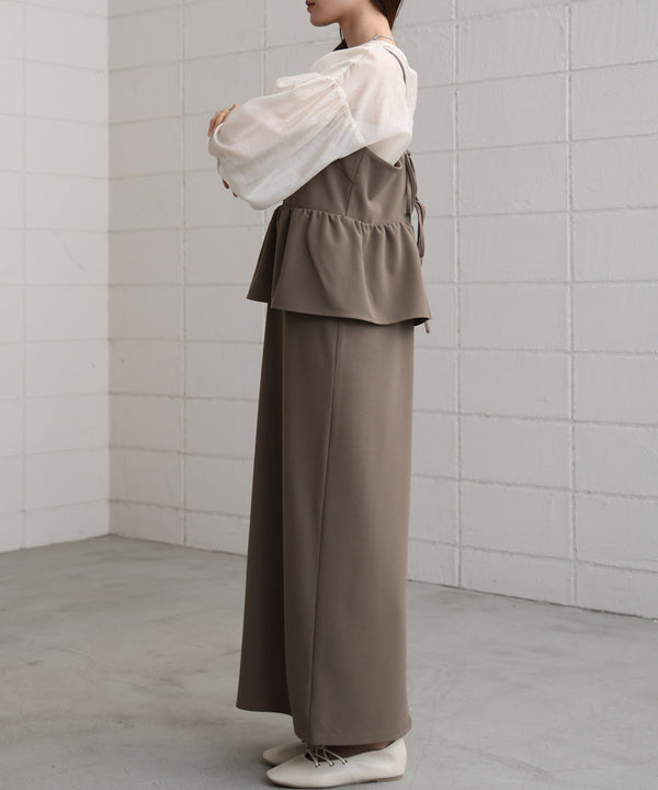 【S・Mサイズ展開】イージージョーゼットペプラムキャミワンピース