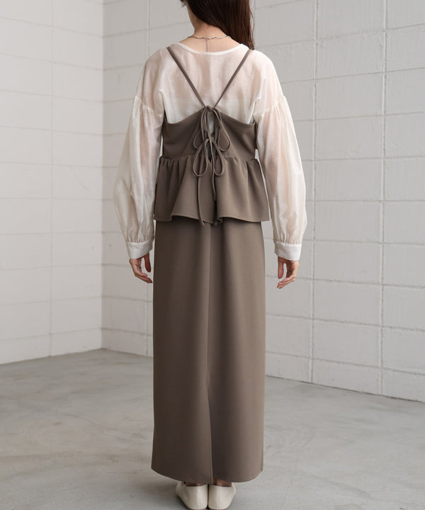 【S・Mサイズ展開】イージージョーゼットペプラムキャミワンピース