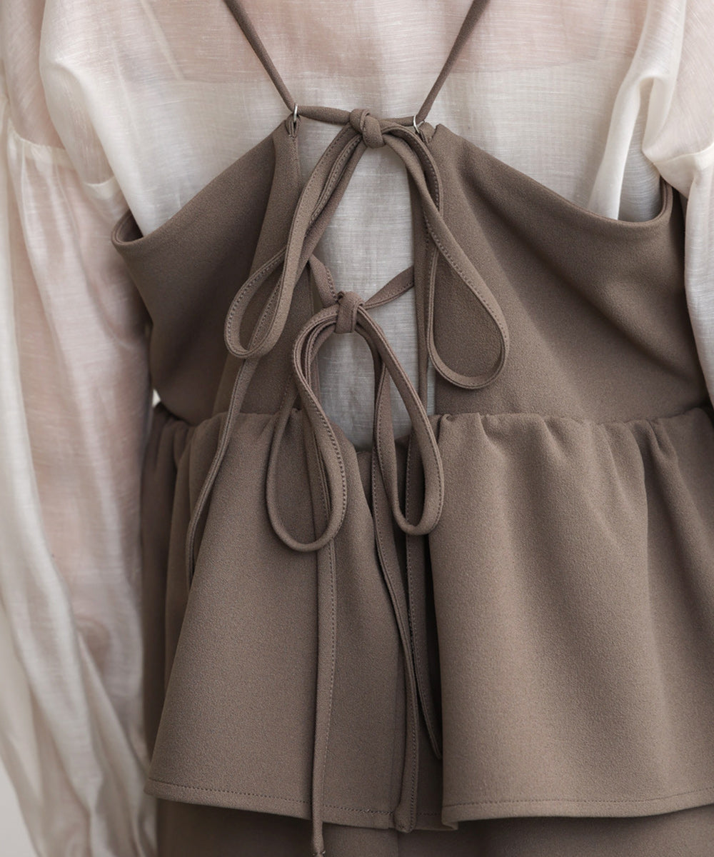 【S・Mサイズ展開】イージージョーゼットペプラムキャミワンピース