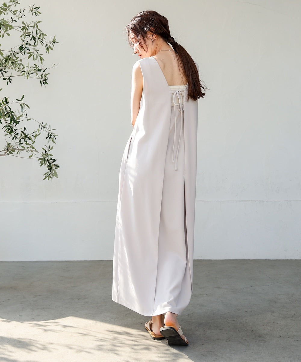 【低身長さん向けサイズあり】イージージョーゼット前後2WAYジャンパースカート