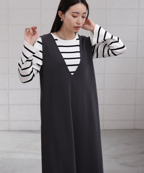 【低身長さん向けサイズあり】イージージョーゼット前後2WAYジャンパースカート