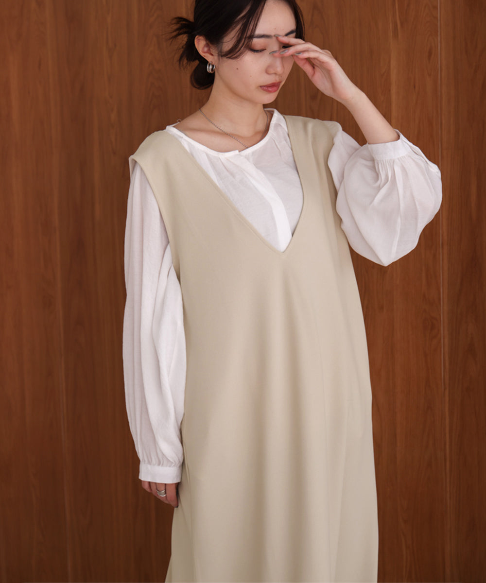 【低身長さん向けサイズあり】イージージョーゼット前後2WAYジャンパースカート