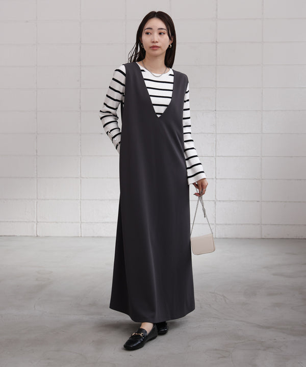 【低身長さん向けサイズあり】イージージョーゼット前後2WAYジャンパースカート