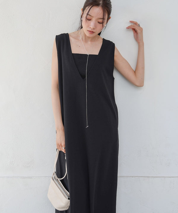 【低身長さん向けサイズあり】イージージョーゼット前後2WAYジャンパースカート