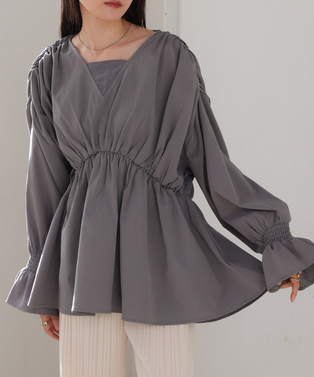 candy sleeve gathered blouse