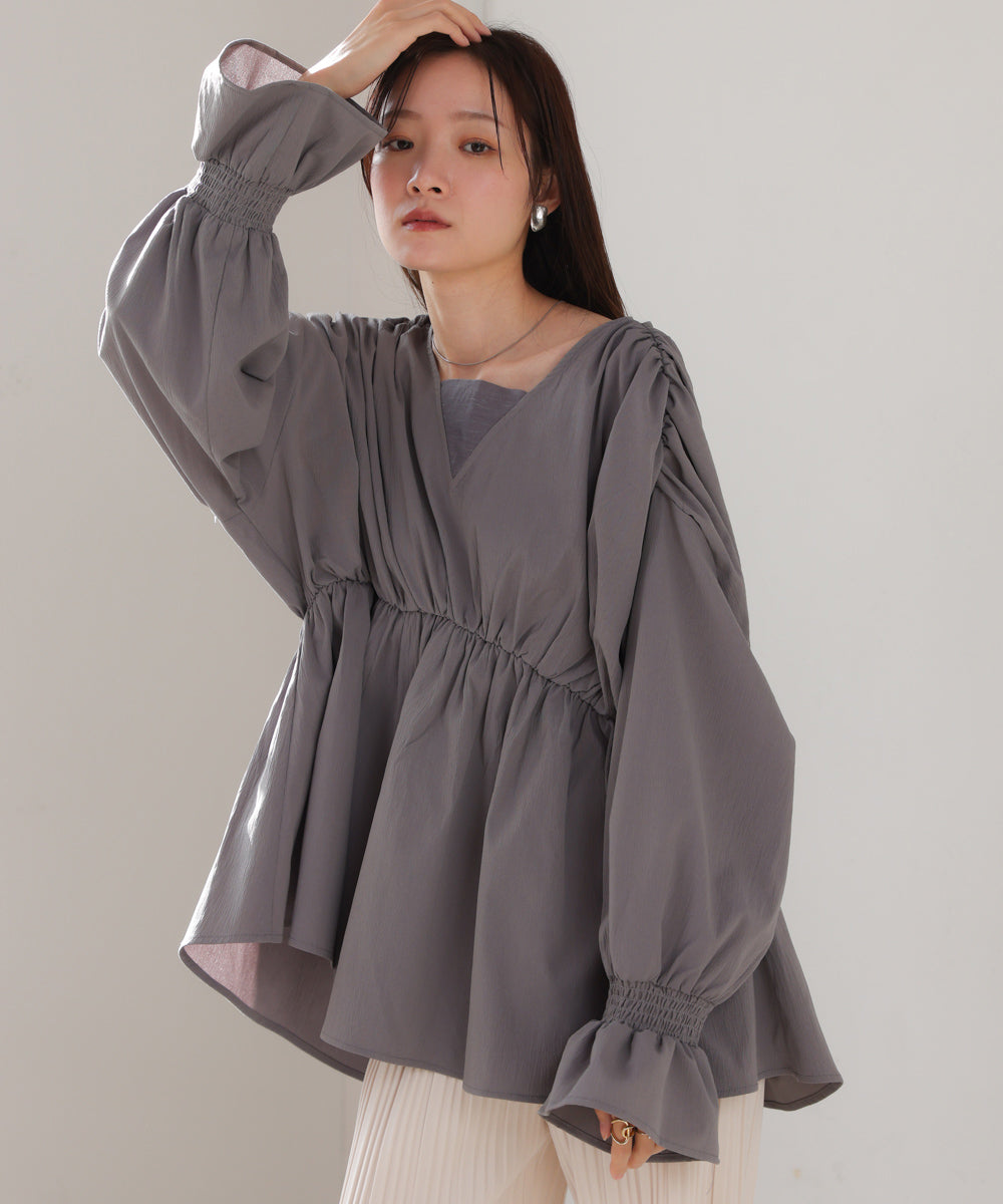 candy sleeve gathered blouse