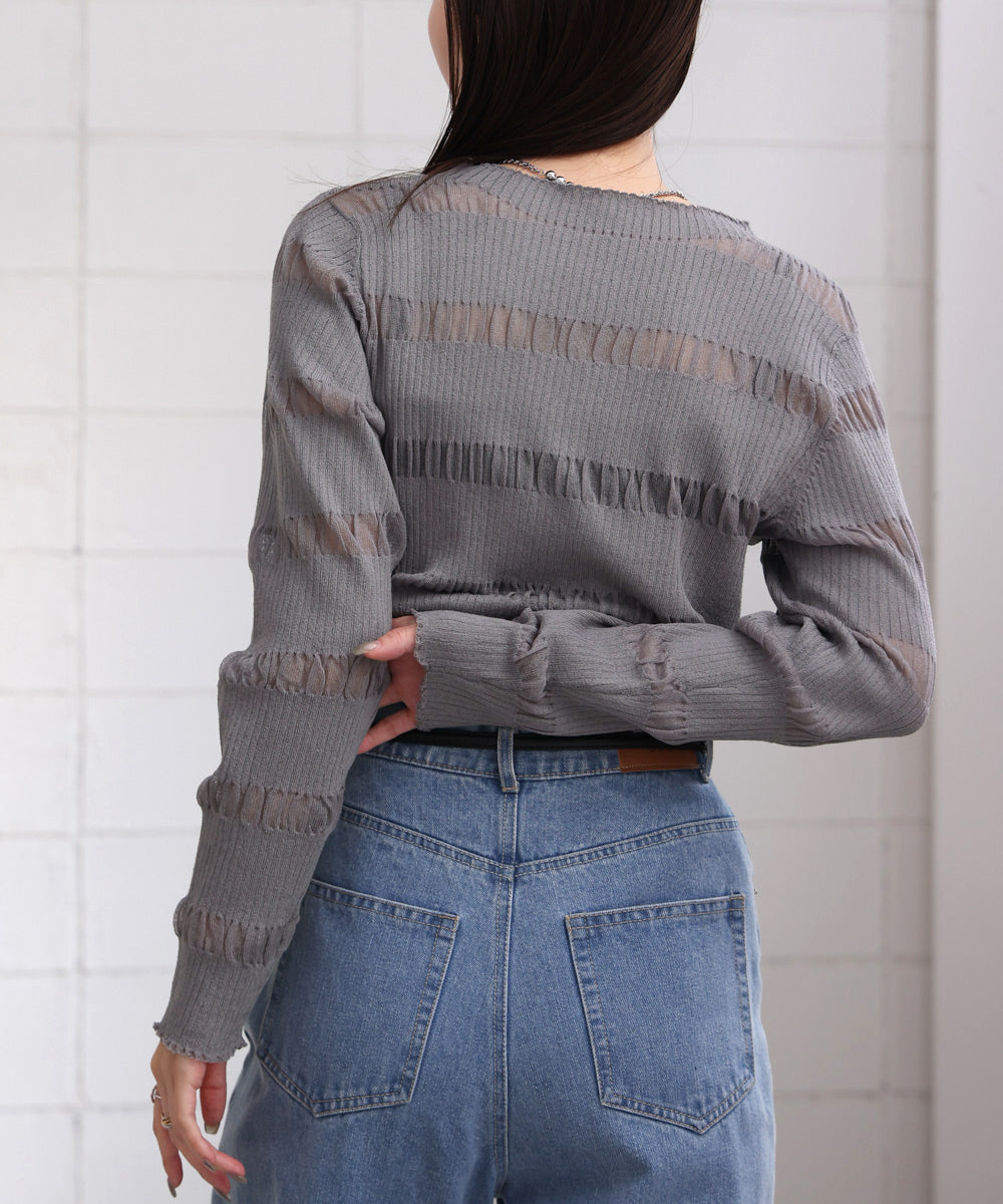 sheer striped knit top