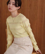 シアーボーダーニットトップス