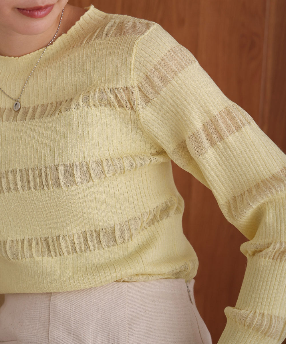 sheer striped knit top