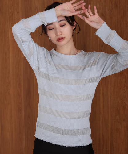 sheer striped knit top