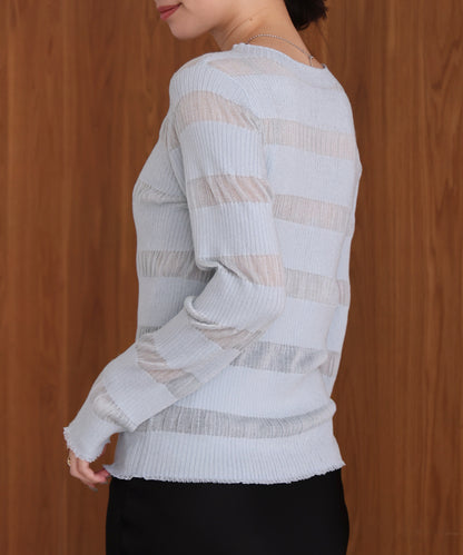 sheer striped knit top