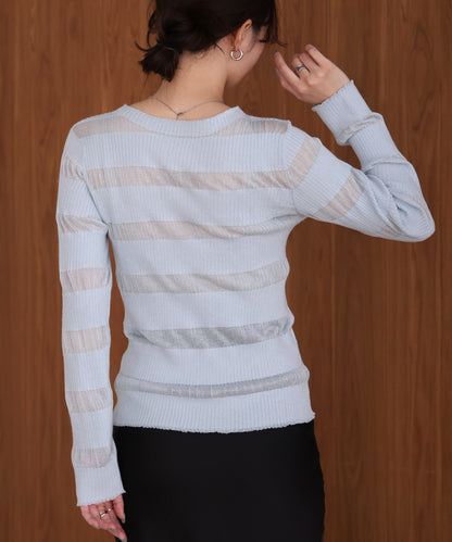 sheer striped knit top