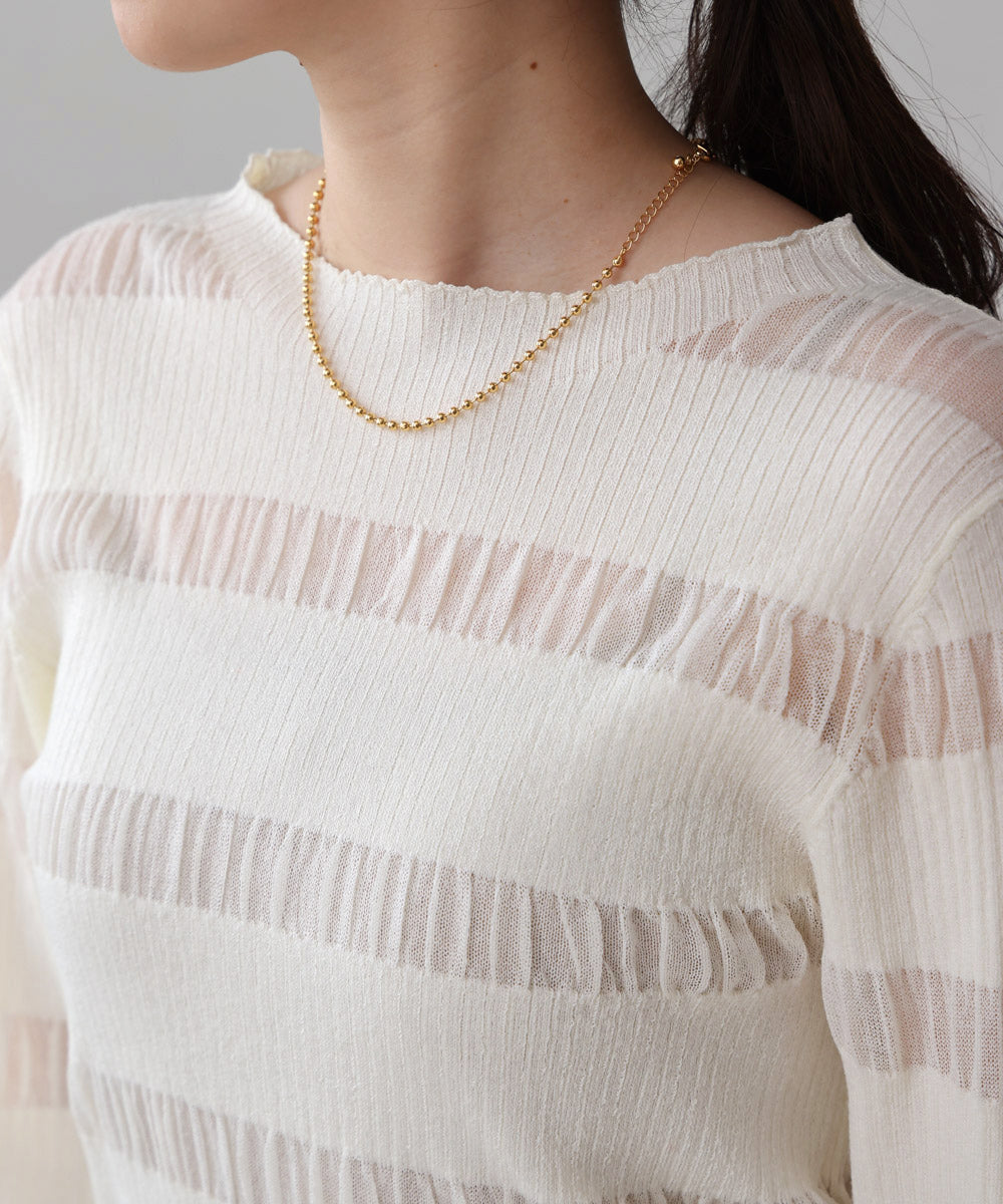 sheer striped knit top