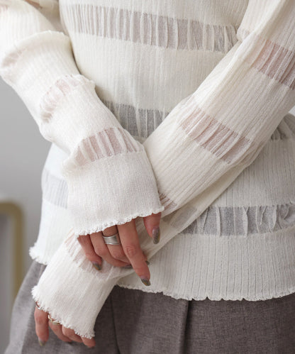 sheer striped knit top