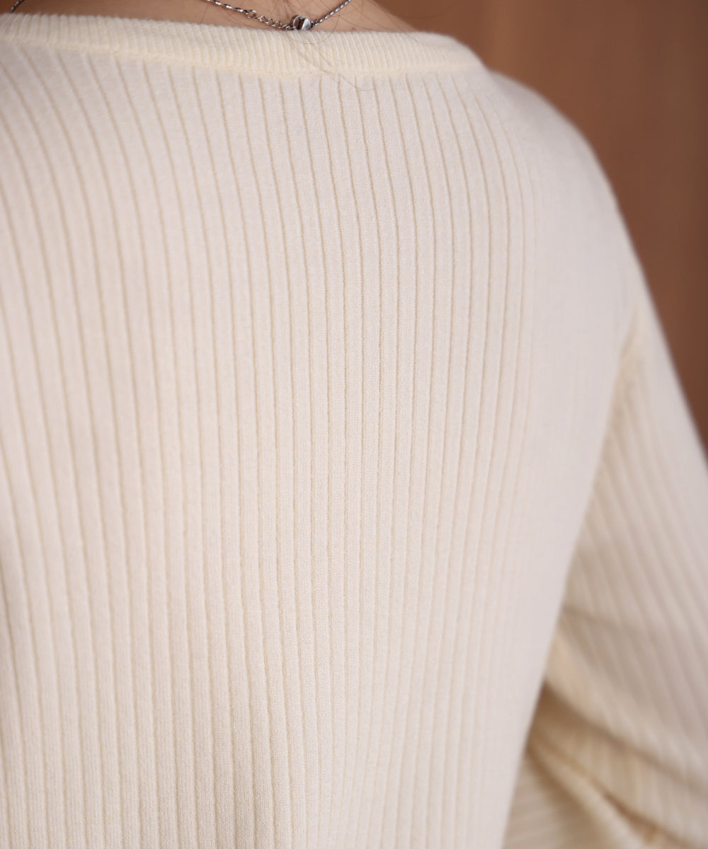 flared sleeve ribbed knit with buttoned sleeves