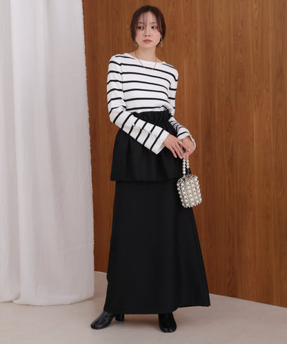 flared sleeve ribbed knit with buttoned sleeves