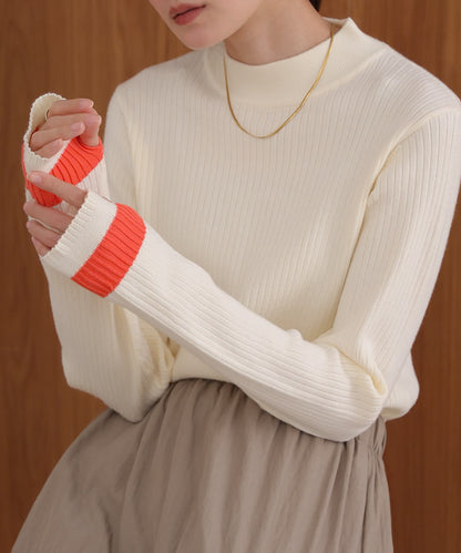 sleeve line basic rib knit