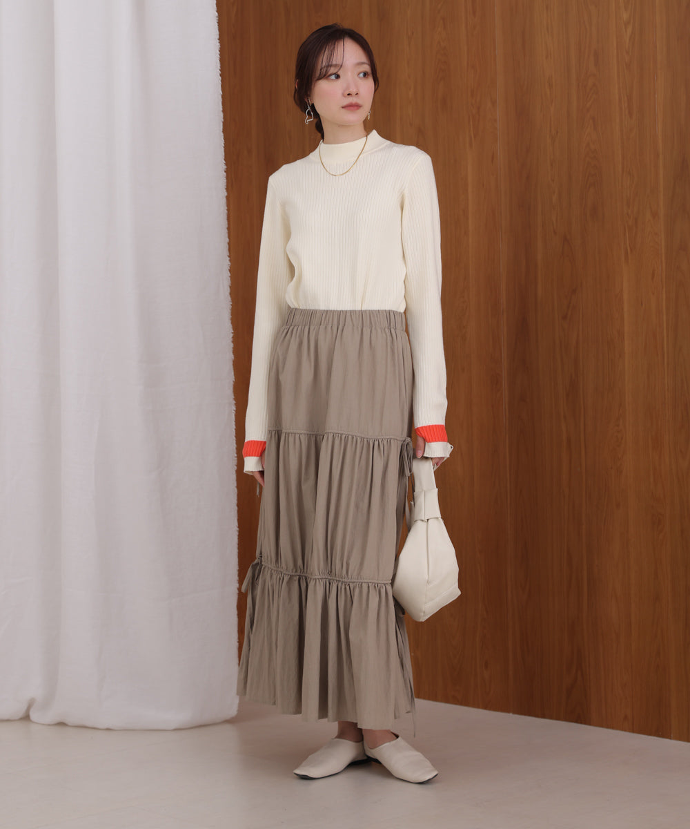 袖ラインベーシックリブニット