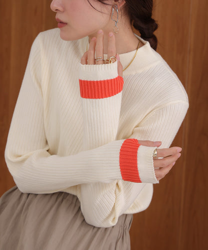 sleeve line basic rib knit