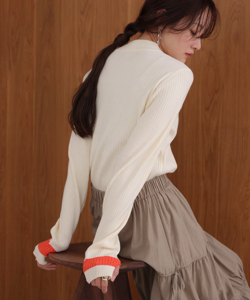 sleeve line basic rib knit