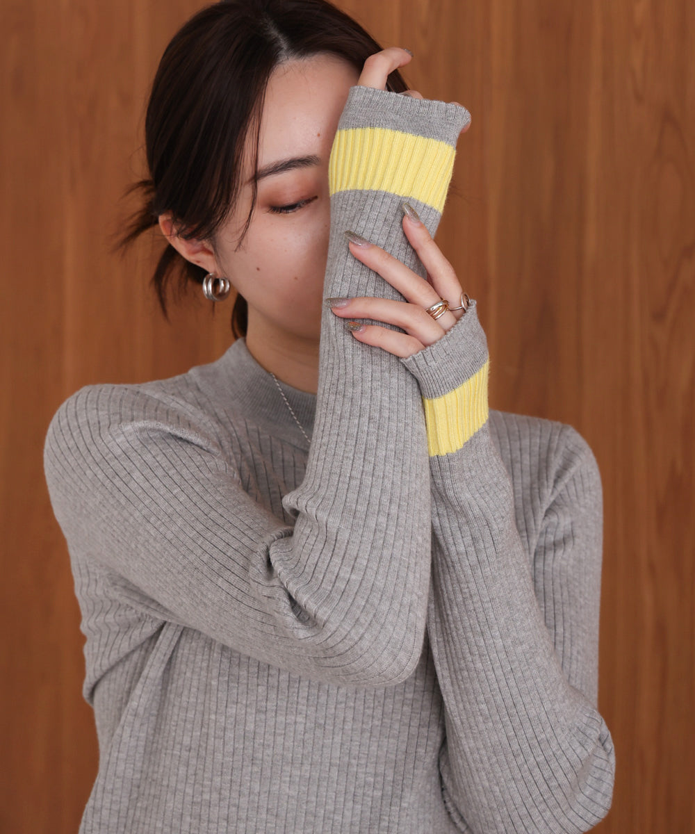 sleeve line basic rib knit