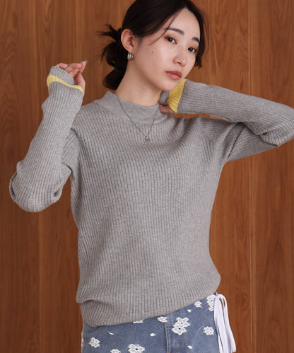 sleeve line basic rib knit