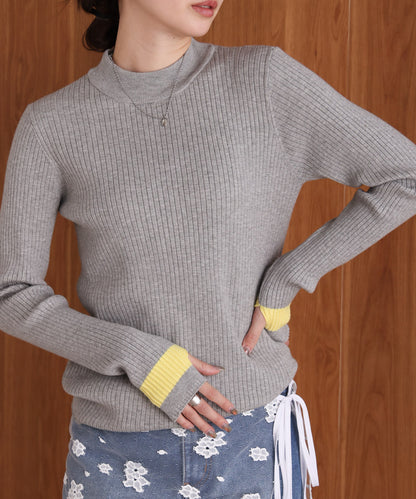 sleeve line basic rib knit