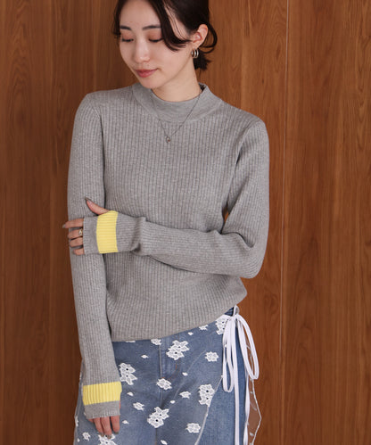 sleeve line basic rib knit