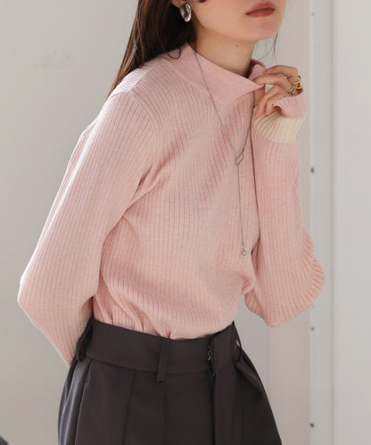 sleeve line basic rib knit