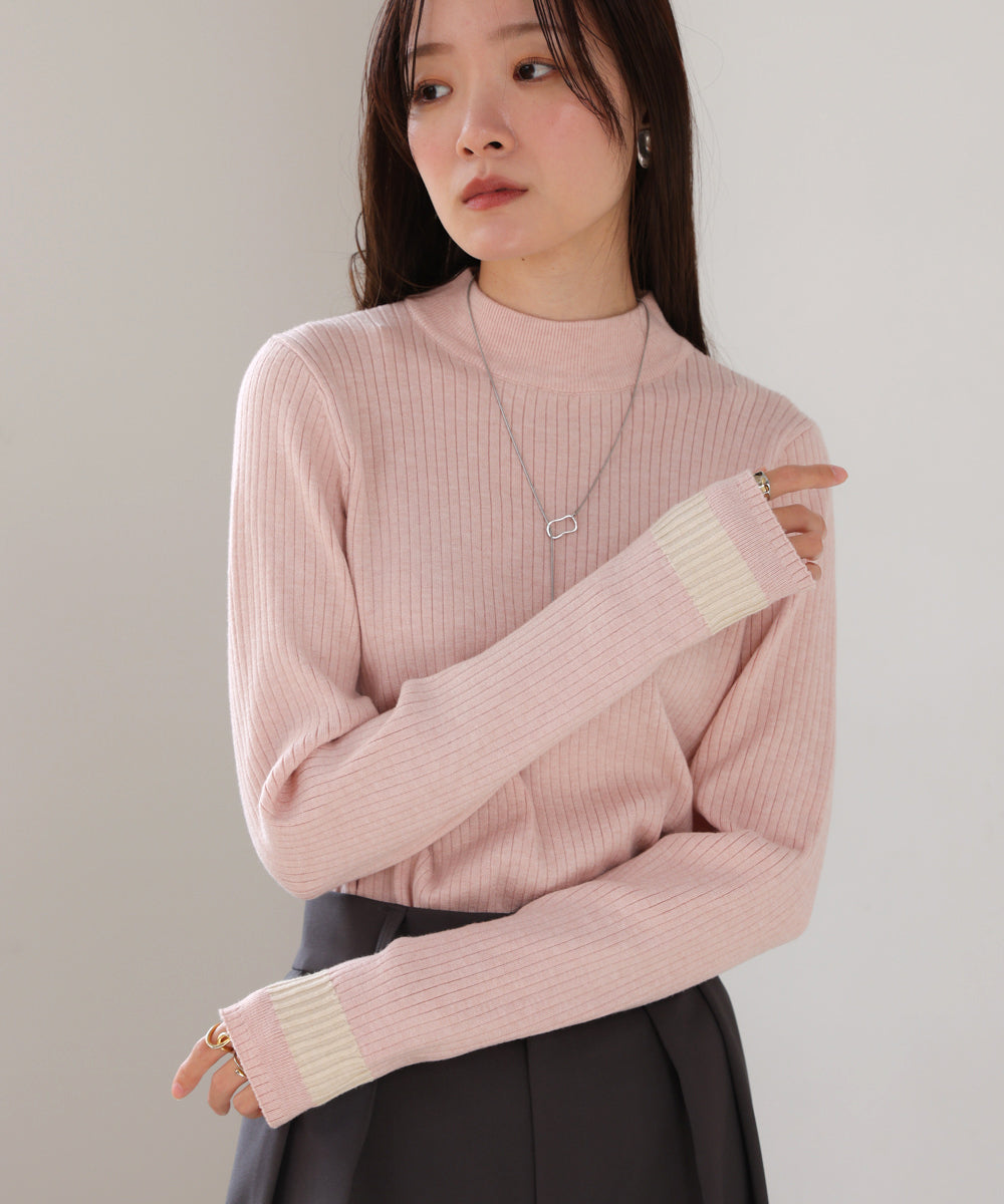 sleeve line basic rib knit