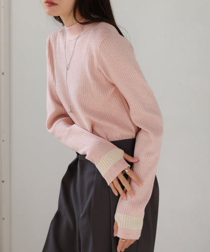 sleeve line basic rib knit