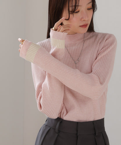 sleeve line basic rib knit