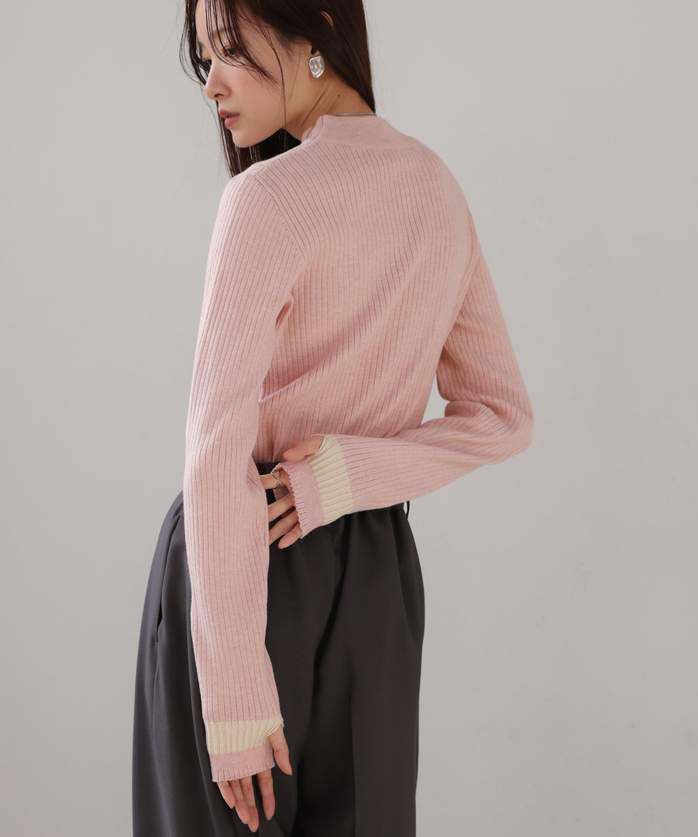 sleeve line basic rib knit