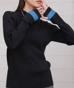 袖ラインベーシックリブニット