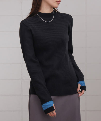 sleeve line basic rib knit