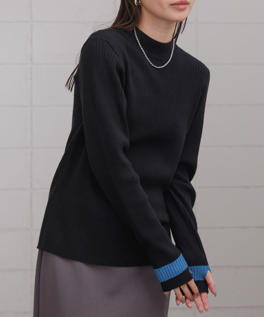 sleeve line basic rib knit