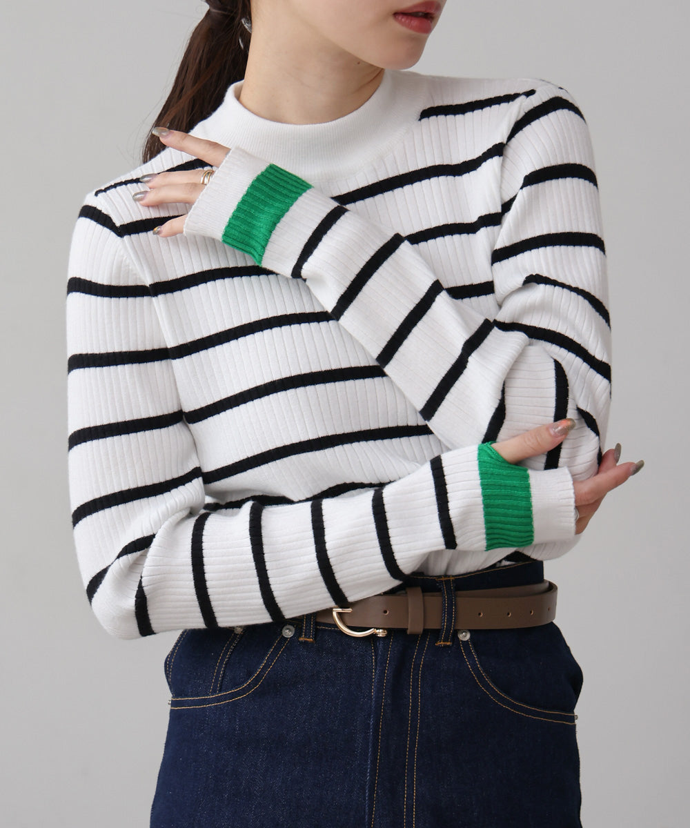 sleeve line basic rib knit