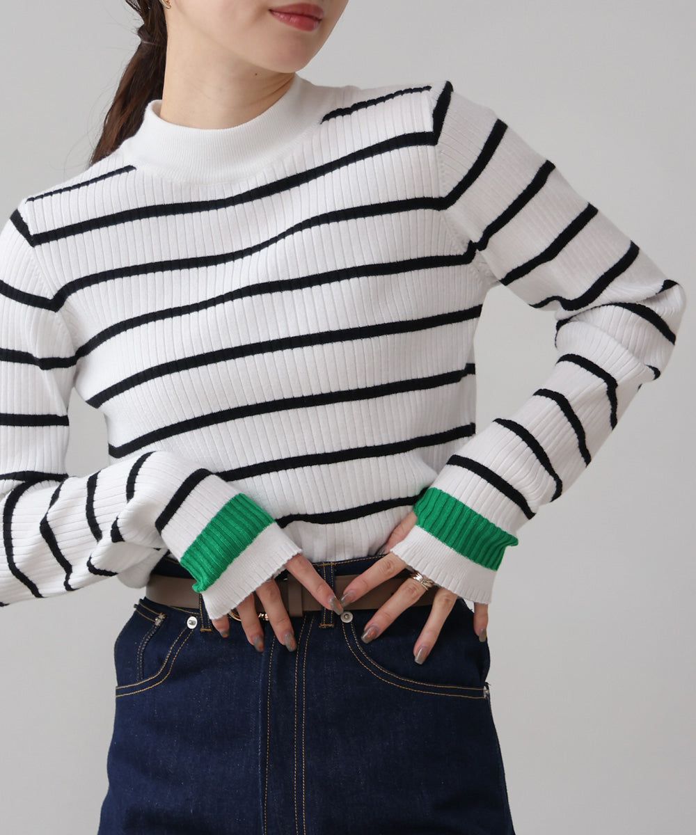 sleeve line basic rib knit