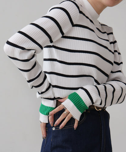 sleeve line basic rib knit