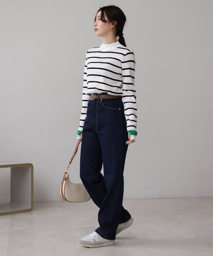 sleeve line basic rib knit